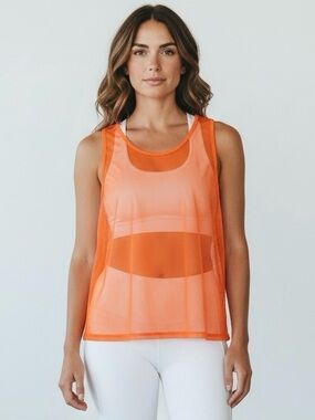 4/$40 Orange Women's Mesh Tank Top - Lightweight Athletic Layer